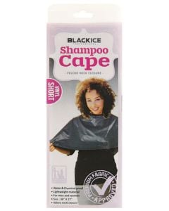 Black Ice Black Vinyl Short Shampoo Cape -BVE007BLA