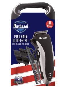 BARBASOL Pro Hair Clipper Kit 10PC With Blades CBH1-4002-SLV