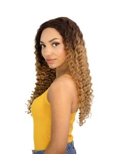 Cyan Pineapple Curl Human Hair 13x6 Wig 28" By Brio
