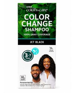 Kiss Colors & Care Jet Black Color Change Shampoo Kit