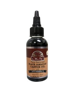 Okay Black Jamaican Castor Oil With Vitamin E Oil Of Palma Christi 2 oz