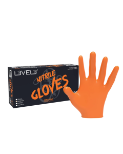 LEVEL 3 Orange Nitrile Gloves 100ct X-Large