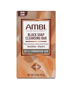 Ambi African Black Soap Face & Body Soap Bar For Oily & Combination Skin 3.5oz