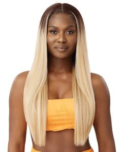 Outre Human Hair Sleek Yaki Air Tied Glueless Lace Wig 28"