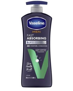 Vaseline Men Fast Absorbing 3 In 1 Body, Face And Hands 48H Moisture Lotion 20.3oz