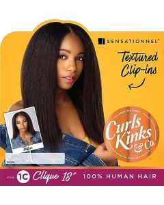 Curls Kinks & Co 9PCS 100% Human Hair Textured Clip-Ins Extensions 20" Style 1C by Sensationnel CLIQUE20