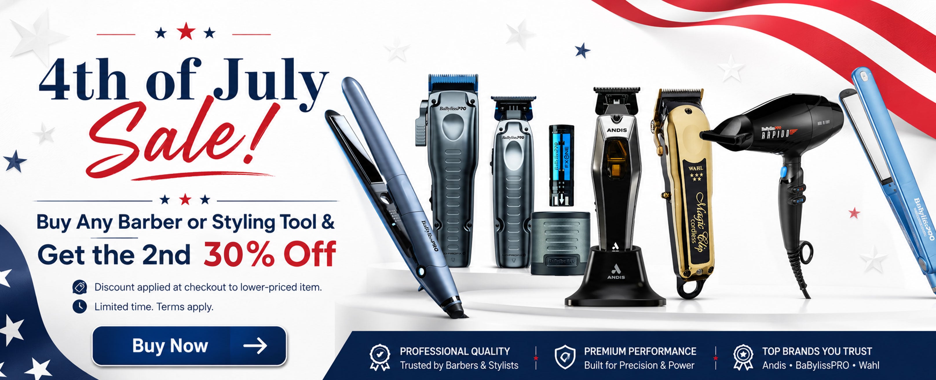 Buy 1 Get 2nd at 30% off Barber and Styling Tools